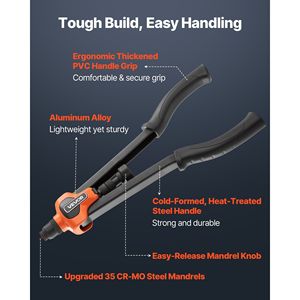 Kit di Utensili per Rivetti da 17 Pollici con 13 Mandrini e 130 Dadi, Misure Metriche e SAE M3 M4 M5 M6 M8 M10 M12 per Rivettatrici Pneumatiche - Product Image 3