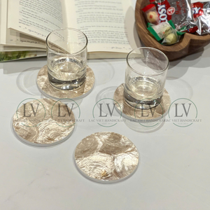 Wholesale Deluxe Round Mother of Pearl Coasters for Drinks Home Restaurant Wedding Gift Table Decoration from Vietnam - Product Image 3