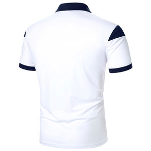 Polo rayé pour homme à manches courtes, coupe classique, décontracté, tricoté, blanc, marine, rouge - Product Image 2