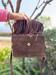 Suede Leather Fringe Handbag Hair on Hide Leather <b>Sling</b> <b>Bag</b> Stylish <b>Bags</b> Unique High Quality <b>Bags</b> <b>for</b> <b>Women's</b> - Product Image 5