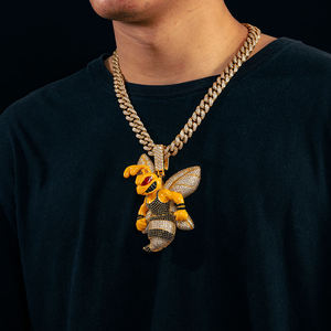 Bijoux pour homme de style hip-hop plaqués or 24 carats avec incrustation de cristaux, cadeau - Product Image 2