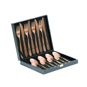 Juegos de cubiertos de acero inoxidable Cucharas Tenedores Utensilios Vajilla Cubiertos Juego de 16 piezas Juego de cubiertos de color cobre - Product Image 1