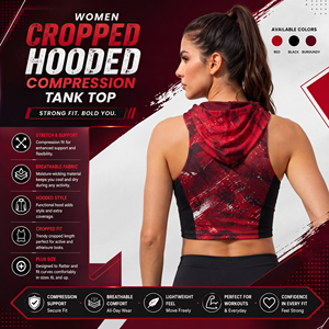 Women Cropped Hooded <b>Tank</b> <b>Top</b> Custom Printed Yoga Singlet <b>Top</b> <b>Ladies</b> Gym Wear Hooded <b>Top</b> Quick Dry Sleeveless Hood <b>Top</b> <b>Ladies</b> - Product Image 2