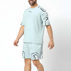 High Quality New Summer Casual <b>Knitted</b> Cotton/Polyester 450g Eco-Friendly Quick Dry Breathable Short Sleeve T-Shirt Shorts <b>Set</b> - Product Image 4