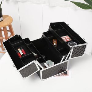 Valigetta Professionale per Trucco da 13,5 Pollici con 4 Vassoi, 2 Serrature e Divisori Regolabili, Nera YF-per Regali Promozionali - Product Image 2