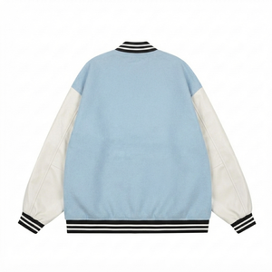 Trendiness wool body <b>white</b> leather sleeves skeleton bone patch varsity <b>jacket</b> wholesale <b>men</b> streetwear hip hop letterman outer - Product Image 2