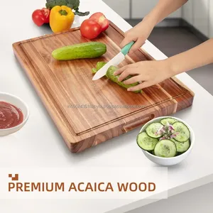 Bonita tabla de cortar de bambú ecológica, tabla de cortar de madera rústica moderna para utensilios de cocina para uso en la cocina - Product Image 2