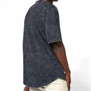 Camiseta de Manga Corta para Hombre, de Algodón Lavado, Color Sólido, Cuello Redondo, Informal, de Verano, Gris - Product Image 4