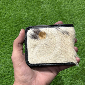 High Quality Genuine Fur Leather <b>Wallet</b> Mens Compact Money <b>Holder</b> Handmade With Animal Hair Texture - Product Image 1