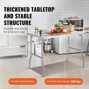 48 X 30 Inch Heavy-Duty Stainless Steel <b>Folding</b> Commercial Prep <b>Table</b> 300 Lbs Workstation Commercial <b>Kitchen</b> Steel Fabrication - Product Image 3