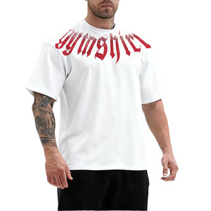 Men's Black Short Sleeve T-<b>Shirt</b> With Red <b>Gothic</b> Logo Print Street Style O-Neck Regular Fit Cotton Jersey - Product Image 2