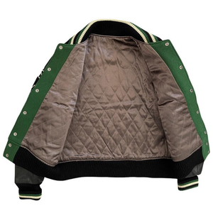 Chaqueta Varsity IDREESANDSONS para Hombre, Negra y Blanca, con Parche Bordado UR, Diseño Casual para Otoño, Cuello Camisero, Corte Regular - Product Image 3