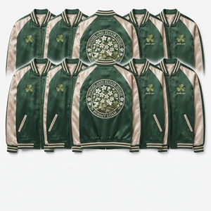 Fournisseur de vêtements personnalisés : Blouson universitaire en satin marron doré à boutons-pression, brodé sur mesure, style Gilet de baseball de la Fraternité des charpentiers - Product Image 5