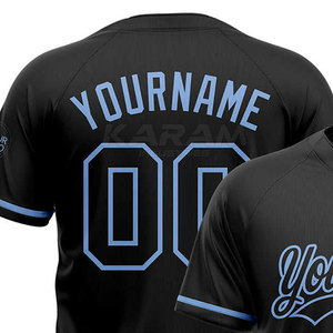 Vente directe d'usine, maillot de baseball personnalisé à deux boutons, manches courtes, 100% polyester, respirant, séchage rapide, unisexe, nouveau style - Product Image 5