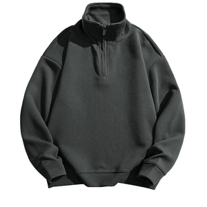 Sweat-shirt à col rond en molleton pour homme, coupe ample, noir uni, décontracté, manches longues, coupe classique, tricoté pour l'hiver, service OEM 2026 - Product Image 2