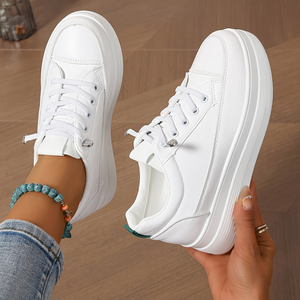 Sneakers Bianche Trendy da Donna 2026 con Plateau Chunky, <span class=keywords><strong>Scarpe</strong></span> Casual <span class=keywords><strong>Femminili</strong></span> con Suola Spessa Vulcanizzata per Aumentare l'Altezza, <span class=keywords><strong>Scarpe</strong></span> da Passeggio - Product Image 1