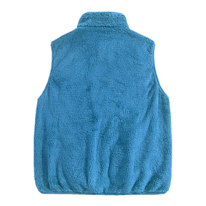 Gilet en polaire bleu unisexe AMDAA ENTERPRISES, fermeture éclair intégrale, col montant, sans manches, vêtement d'extérieur décontracté, couleur unie, grande taille, automne - Product Image 2