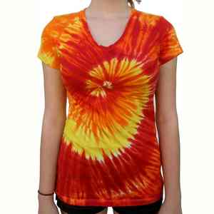 T-shirt violet à manches courtes et col rond en coton respirant, style tie-dye oversize, tendance estivale, streetwear pour femme - Product Image 3