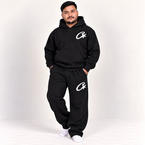 Ensemble survêtement molletonné épais pour homme avec logo personnalisé sérigraphié, coupe oversize, style streetwear, vente en gros, vêtements OEM - Product Image 3