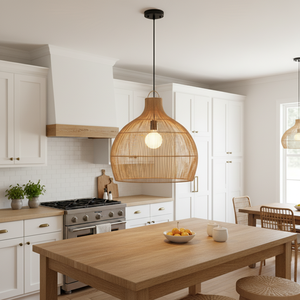 Traditional Rattan Lampshade Handwoven Natural Pendant Lamp <b>Shade</b> for Home <b>Lighting</b> Decor Wholesale - Product Image 3