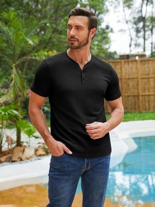 Modern Casual <b>Waffle</b> Knit T <b>Shirt</b> Lightweight Breathable Fashion Top Supplier - Product Image 4