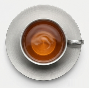 Grande tasse à thé en acier inoxydable avec soucoupe, ensemble moderne de tasses à café en métal avec poignée - Product Image 4