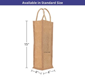 Sac fourre-tout réutilisable en jute pour bouteilles, sac cadeau écologique haut de gamme pour vin, sac de transport en toile de jute naturelle pour mariage, fête, emballage cadeau d'entreprise - Product Image 5