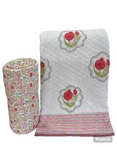 Edredón Ligero Hecho a Mano con Estampado en Bloque, Hermoso Color y Diseño, Edredón de Algodón Estampado en Bloque de Jaipur, Tamaño King, Raja - Product Image 1