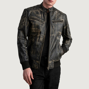 Waterproof Comfortable Factory Made Men's <b>Genuine</b> Leather Jacket Heavyweight Unique Style Men's Biker Leather Jacket - Product Image 3