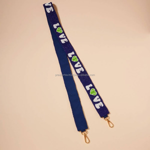 กระเป๋าทำมือประดับลูกปัดรูปหัวใจสีเขียว สายสะพายไหล่สีน้ำเงิน ดีไซน์เก๋ ขนาดสั่งทำได้ ทนทาน กันน้ำ เป็นมิตรกับสิ่งแวดล้อม - Product Image 2