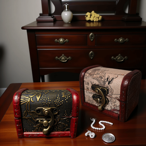 Juego de 2 Cajas de Madera Vintage con Tapa y Cierre, Contenedores para Joyas, Coleccionables, Regalos de Boda, Decoración de Mesa, Modelo D0100XUDNPW - Product Image 2