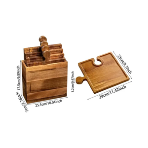 Tablas de charcutería de madera de acacia con soporte de almacenamiento, juego de 4 bandejas para aperitivos, para fiestas, regalos de inauguración de casa, de Vietnam - Product Image 2