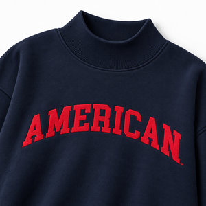 Sudadera con cuello alto y estampado de letras americanas para mujer, de manga larga, de algodón tejido, para uso casual de otoño, venta al por mayor, marca privada - Product Image 6