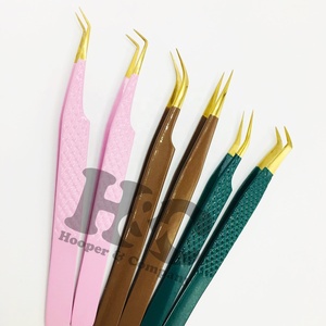 Venta al por mayor Hot Picks Pinzas para pestañas de acero inoxidable Logotipo sostenible Top Rank Pinzas para extensiones de pestañas de visón - Product Image 1