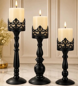 Premium Set Of 3 Lavish <b>Candle</b> Stands Elegant Decorative Holders Perfect For Living Room Styling And Gifting Purpose From India - Product Image 4