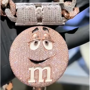 CONCEPTION Colgante de Moissanita Auténtica con Diseño Personalizado de Dibujos Animados, Plata de Ley, Chapado en Oro Blanco de 14K, Estilo Hiphop, para Fiesta, para Mujer - Product Image 1