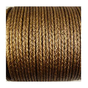 工厂Sae皮绳编织Bolo编织皮绳3毫米圆形皮绳金属色