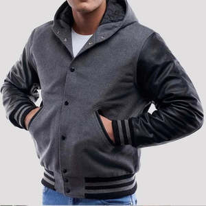 Wholesale Custom latest designs Long Sleeve Winter <b>Jacket</b> <b>Plain</b> Blank <b>Varsity</b> Letterman <b>Jacket</b> for men - Product Image 3