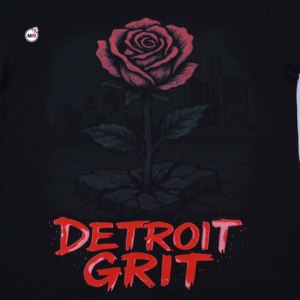 Camiseta de Algodón Negra para Hombre con Estampado Detroit Grit Rose, Cuello Redondo, Manga Corta, Estilo Casual Urbano, Ajuste Jersey, con Logotipo y Diseño Personalizados - Product Image 6