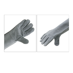 Top quality <b>Long</b> Cuff Leather Heat Resistant Leather Bbq Work <b>Gloves</b> Leather Oven Welding <b>Gloves</b> made pakistan - Product Image 3