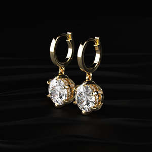 Round Cut Moissanite Leverback Drop <b>Earrings</b> 8 TCW Colorless VVS Solitaire Gold Dangle <b>Earrings</b> Handmade Jewelry Gift For Her - Product Image 4