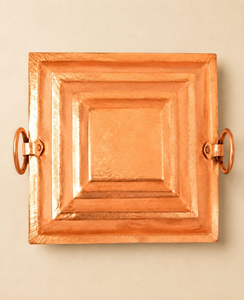Bol en cuivre fait main Havan Kund avec motif carré et poignées latérales, pour rituels de Yagna et Homa, pour Pooja, mariages religieux - Product Image 2