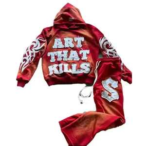 Conjunto Deportivo Ligero de Sudadera con Estampado de Forro Polar y Pantalones Jogger con Cordón, Conjunto Deportivo Unisex, Sudadera con Capucha Ajustada y Pantalones Jogger - Product Image 3