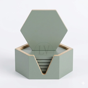 New Design Minimalist Spun Bamboo <b>Coasters</b> with Holder <b>for</b> <b>Drinks</b> ODM/OEM <b>Drink</b> Cup <b>Coasters</b> Set from Vietnam - Product Image 2