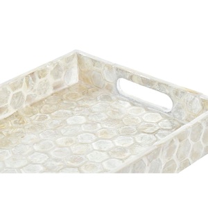 Bandeja Decorativa de Mosaico Blanco de Nácar, Estilo Boho, para Servir, Ramadán Kareem, Eid Mubarak, Bandeja Decorativa con Diseño Floral, Hecha a Mano - Product Image 2