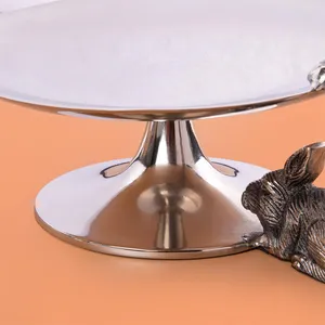 Decorative Handmade Metal Cake <b>Tray</b> for Luxury Party DecorationsStainless Steel Animal Shape Cake Platter ZE-3286B Non-Toxic - Product Image 2