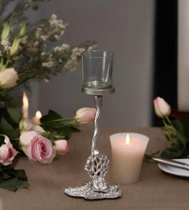 Porte-bougie vintage en métal avec insert en verre, décoration de table autoportante - Product Image 1