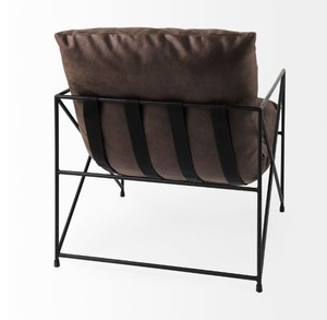 Modern Metal Frame Living Room Chair with Brown Cushion Minimalist Design Leisure <b>Armchair</b> for Home Furniture - Product Image 4