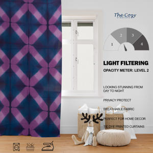 Rideau en coton imprimé tie-dye, panneau décoratif bohème pour fenêtre, salon, chambre, hôtel, vente en gros Inde - Product Image 6