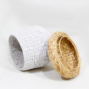 Cesta de almacenamiento en forma de seta de jacinto de agua tejida a mano ecológica con tapa Natural para cualquier uso - Product Image 6